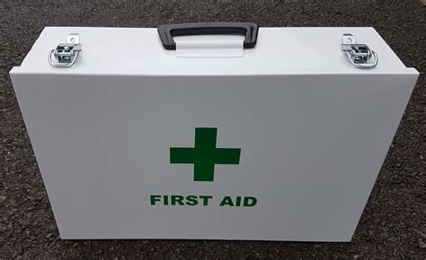 used metal first aid box|first aid box refill supplies.